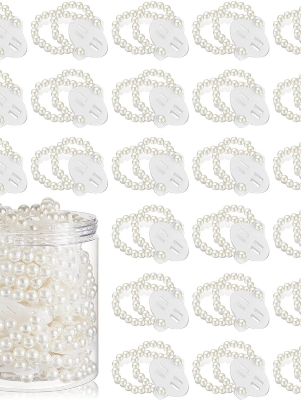 48 Corsage Wristlet Bracelet Prom Elastic Pearl Bands, White
